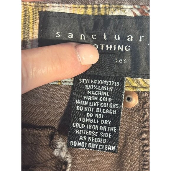 Brown Linen Blend Shorts With Crochet Belt & Drawstring Accents Size 12 - Picture 10 of 10